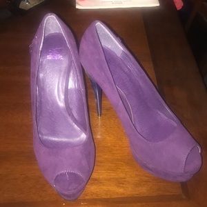 Purple suede heels
